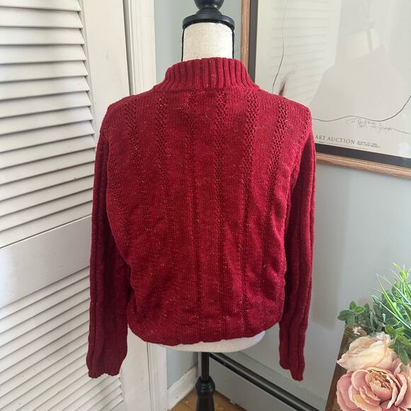 Vintage EASY SPIRIT Sweater Womens Large Red Chunky Knit Cardigan Retro 90s - Picture 5 of 11
